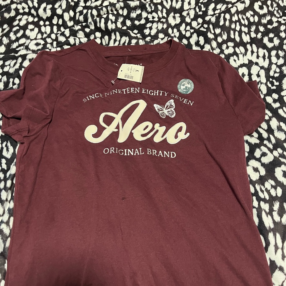 Aeropostale Burgundy Aero Graphic Tee